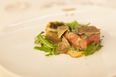 Grilled beef with black truffles.