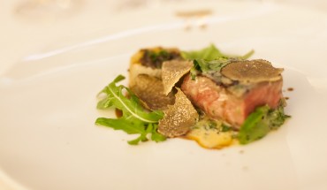 Grilled beef with black truffles.
